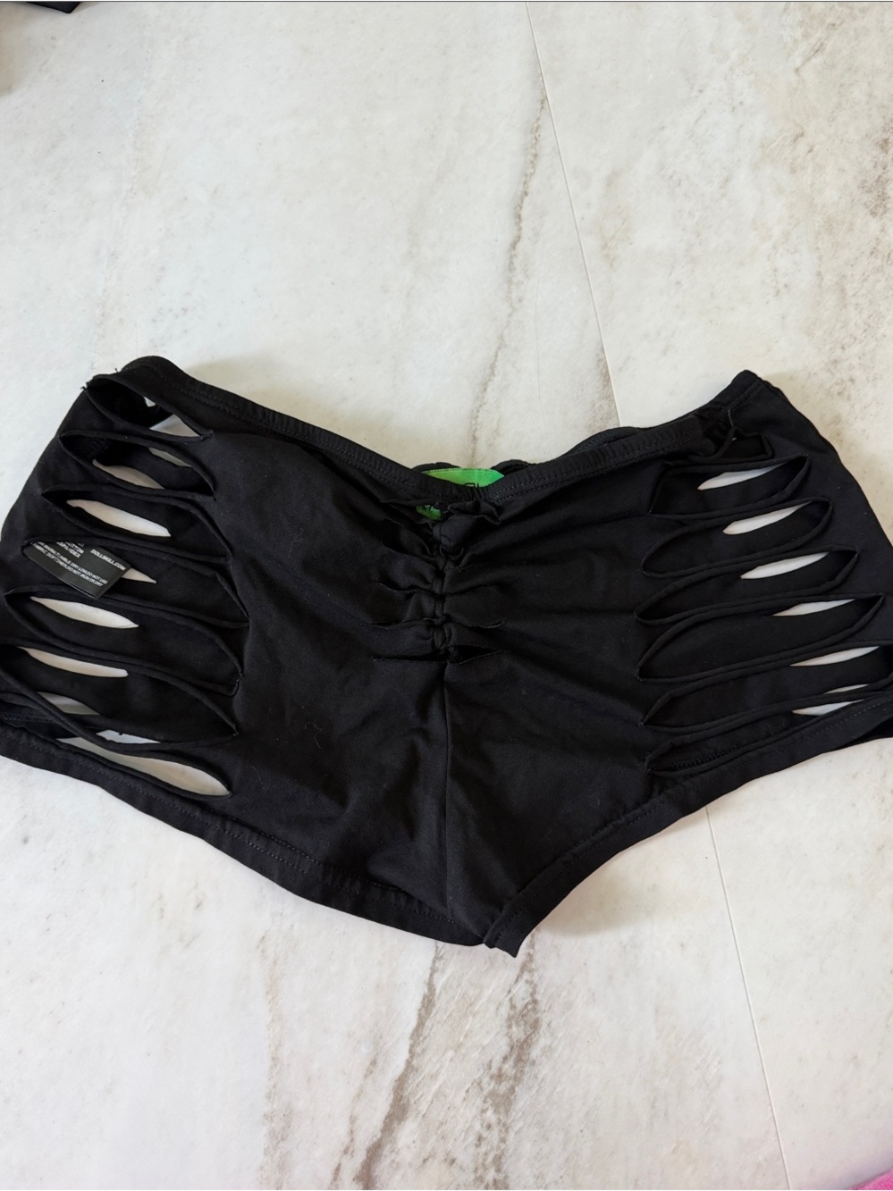 Dolls kill Club Exx shredded shorts - black
